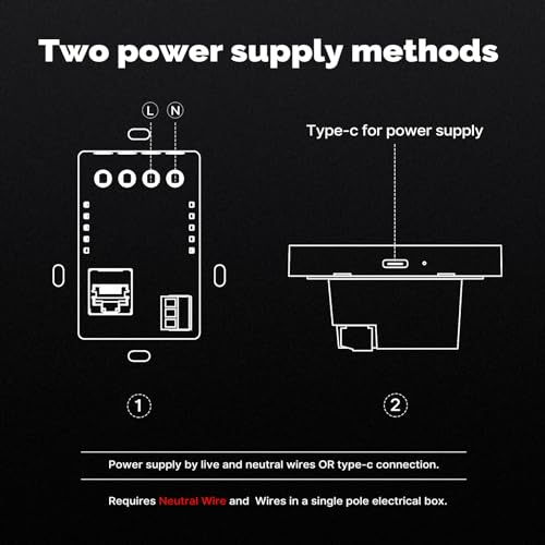 MOES Smart Home Touchscreen Control(1-Switch Panel), In-wall Smart Panel with Alexa Built-in, Compatible with Smart Life devices, Manage and Control Home Devices and Scenes with Touch and Voice
