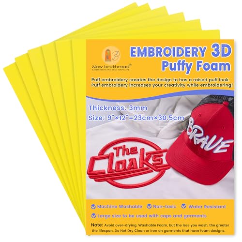 New brothread - 15 Options- 15PCS Embroidery Puffy Foam 9″x12″ Large Size 3MM Creating 3D Embroidery Effect for Caps, Garments, Jackets, Bags, Backpacks and More - Multi Colors