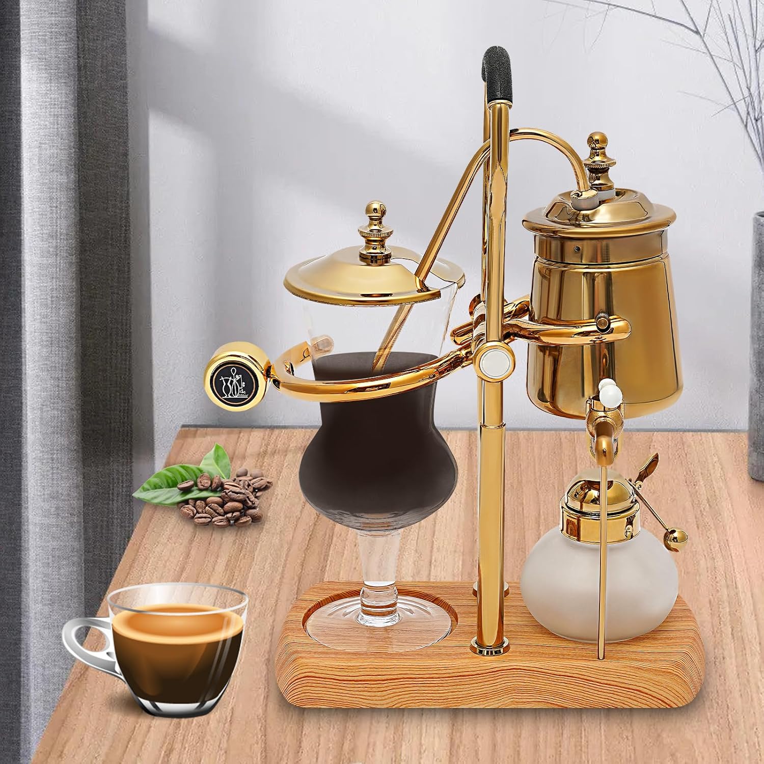 Luxury Royal Family Balance Syphon Siphon Coffee Maker Gold Siphon Brewer, Classic Retro Luxury