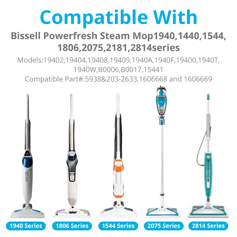 4 Pack Replacement Pads for Bissell Powerfresh Hard Floor Steam Cleaner 1940 1440 1806 Series Steam Mop Compare to Part # 5938 & 203-2633