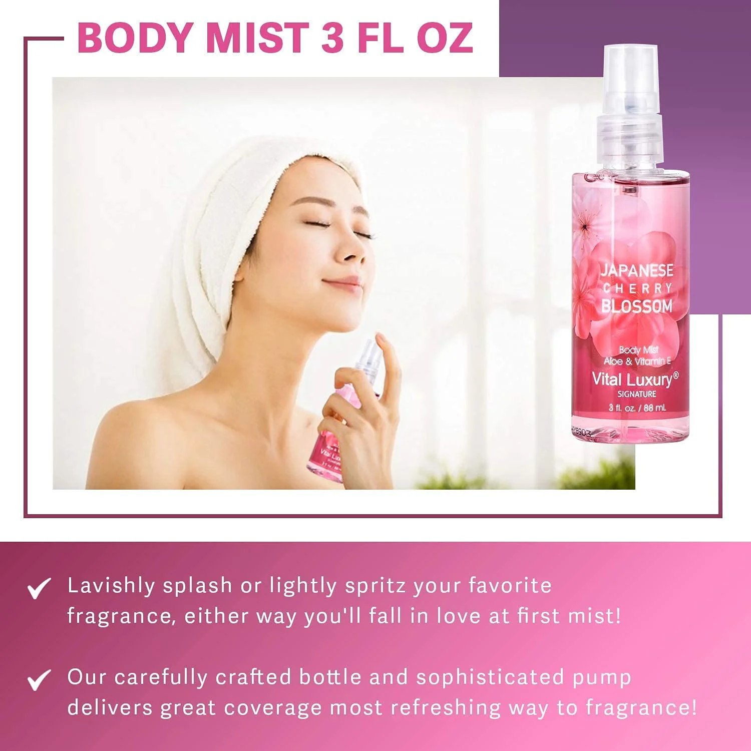 Vital Luxury Japanese Cherry Blossom 3 Piece Set - Shower Gel, Mist, and Lotion