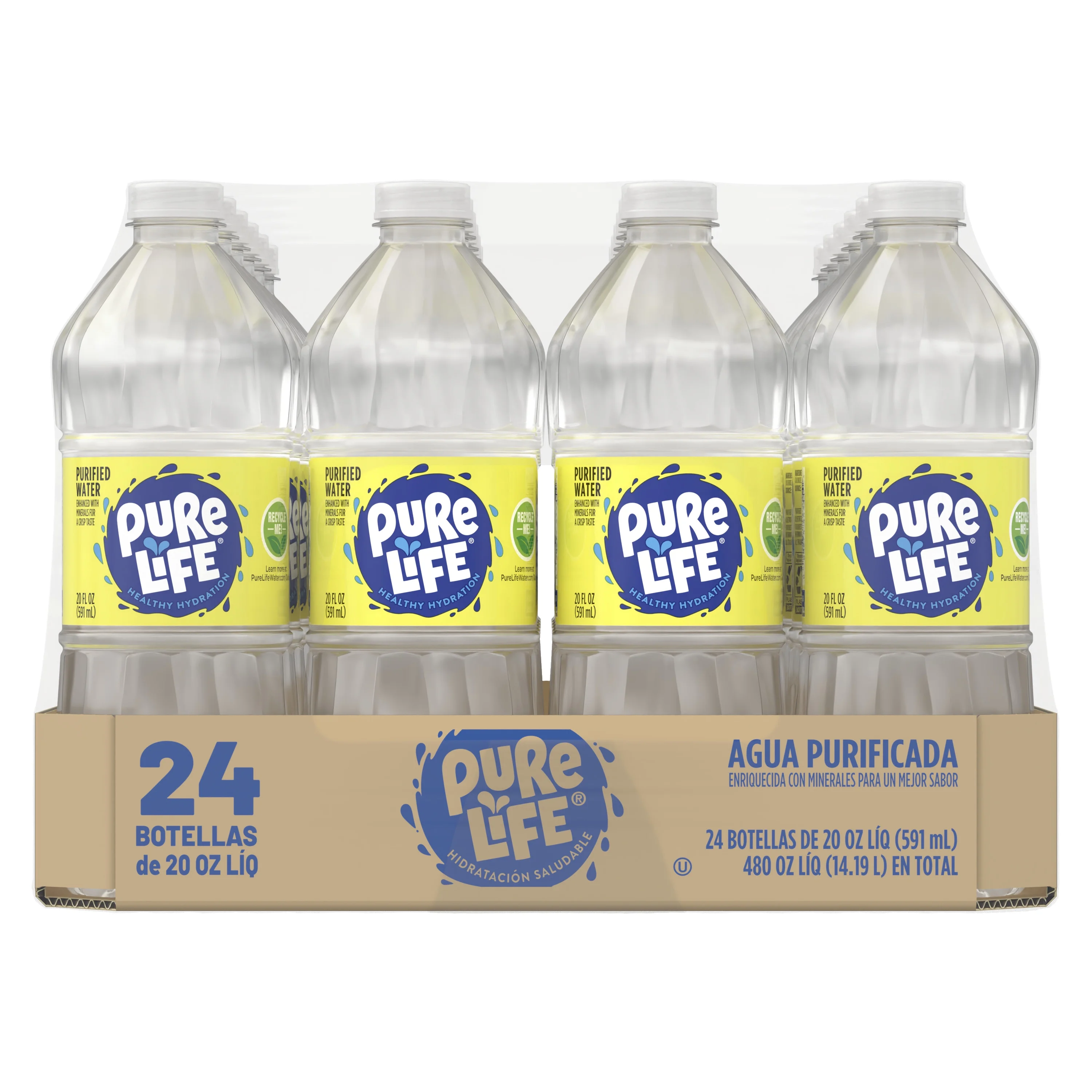 Pure Life Purified Water, 20 Fl Oz, Plastic Bottled Water (24 Pack)