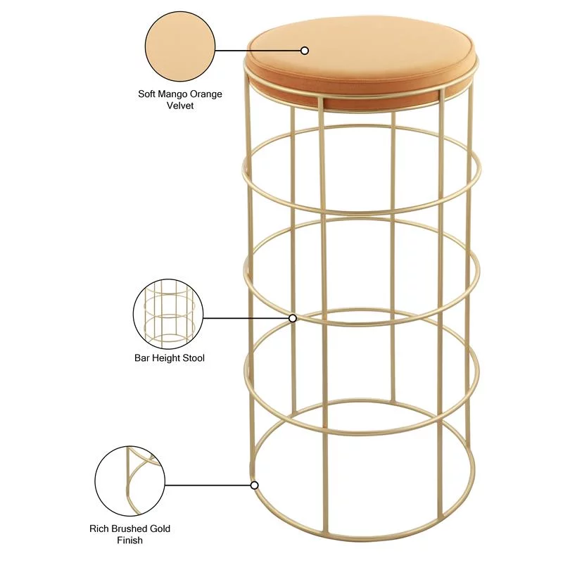 Meridian Furniture Rebar Mango Velvet Bar Stool