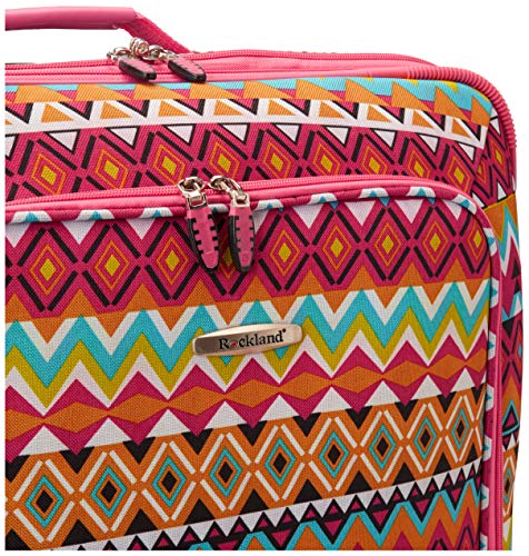 Rockland Vara Softside 3-Piece Upright Luggage Set, Expandable,Black dot, (20/22/28)