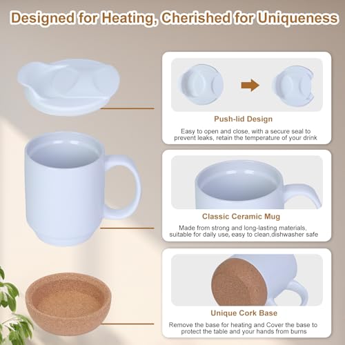 Coffee Mug Warmer & Mug Set for Desk, Electric Coffee Cup Warmer with Ceramic Mug, Smart Heated Coffee Mug with Auto Shut Off for Office/Home, Christmas/Birthday/Coffee Gifts for Men & Women, Black