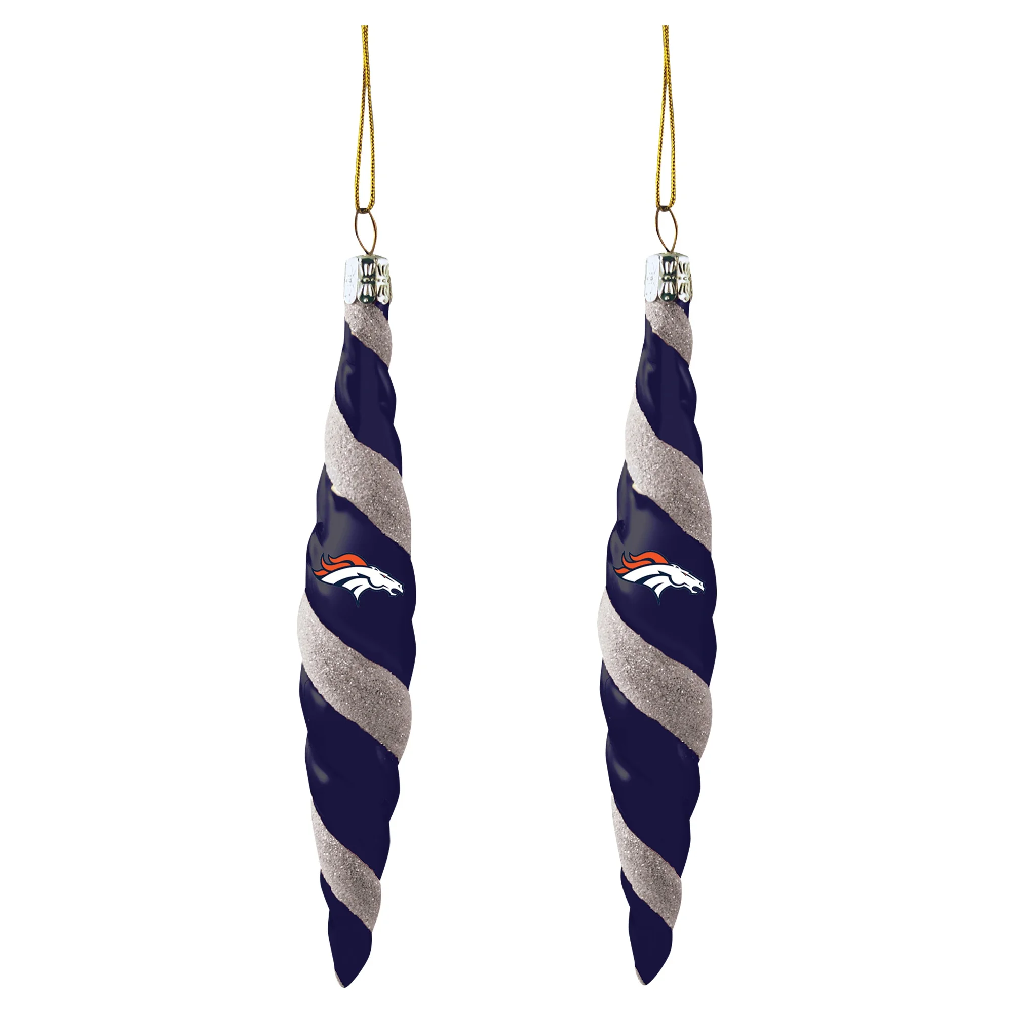 Denver Broncos Two-Pack Swirl Blown Glass Ornament Set