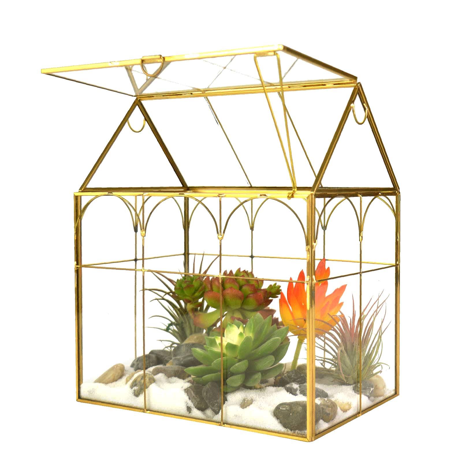 Large Tall Plant Terrarium Glass �?Glass Greenhouse Terrarium with Lid,Indoor Tabletop Orchid Succulent Cacti Terrarium Kit NA (