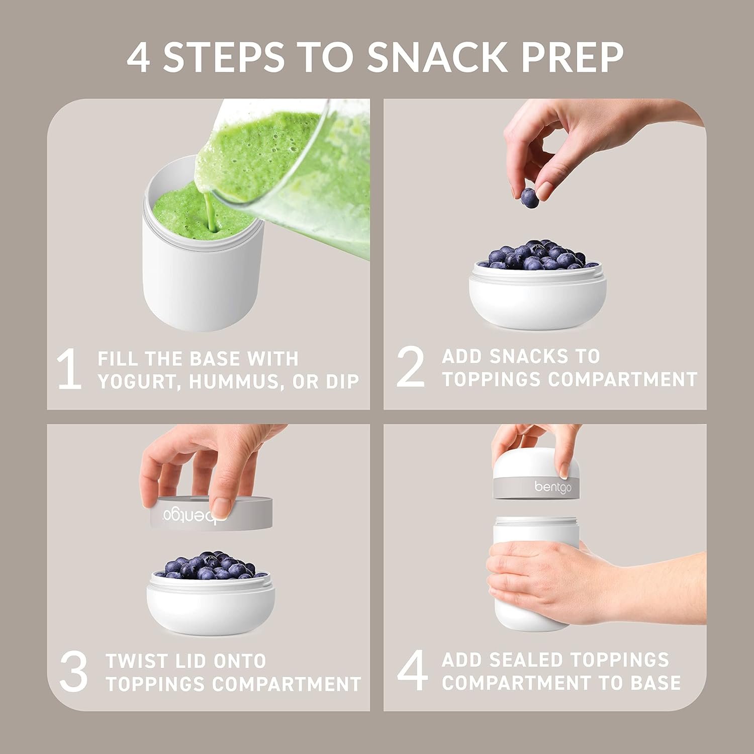 Bentgo® Modern Bento-Style Lunch Box Set With Reusable Snack Cup (White)