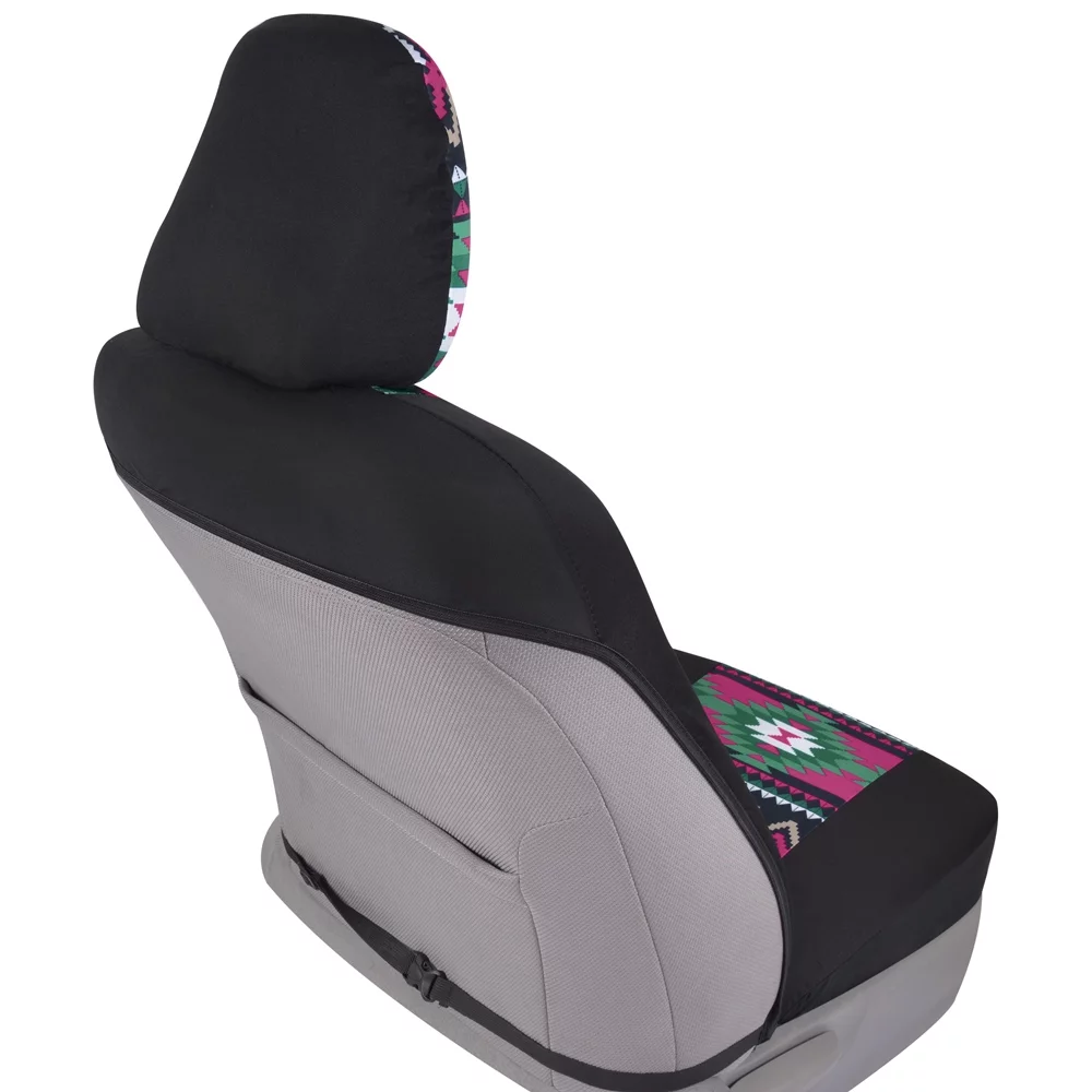 BDK Two Tone Pattern Car Seat Covers - Sideless Chic Style - Soft & Flexible Polyester (Inca Tocapu Pattern)