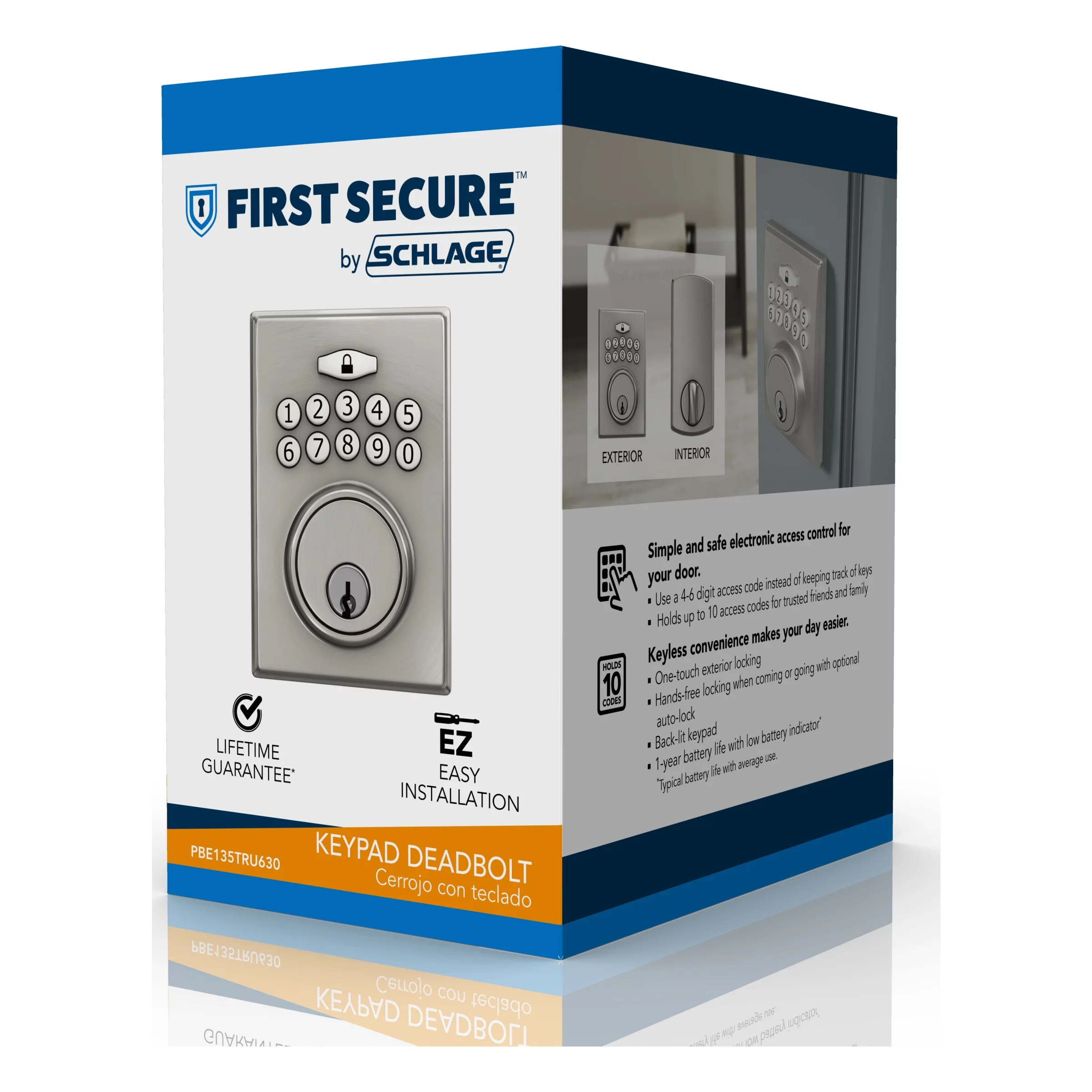 First Secure by Schlage Truss Keypad Electronic Deadbolt in Stainless Steel