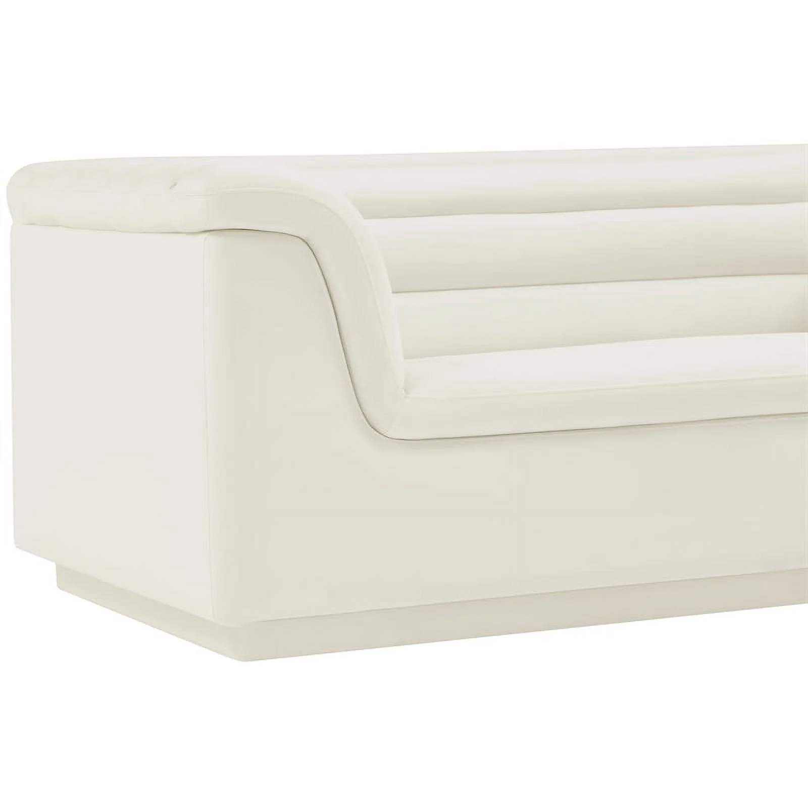 Meridian Furniture Cascade Cream Velvet Fabric Loveseat