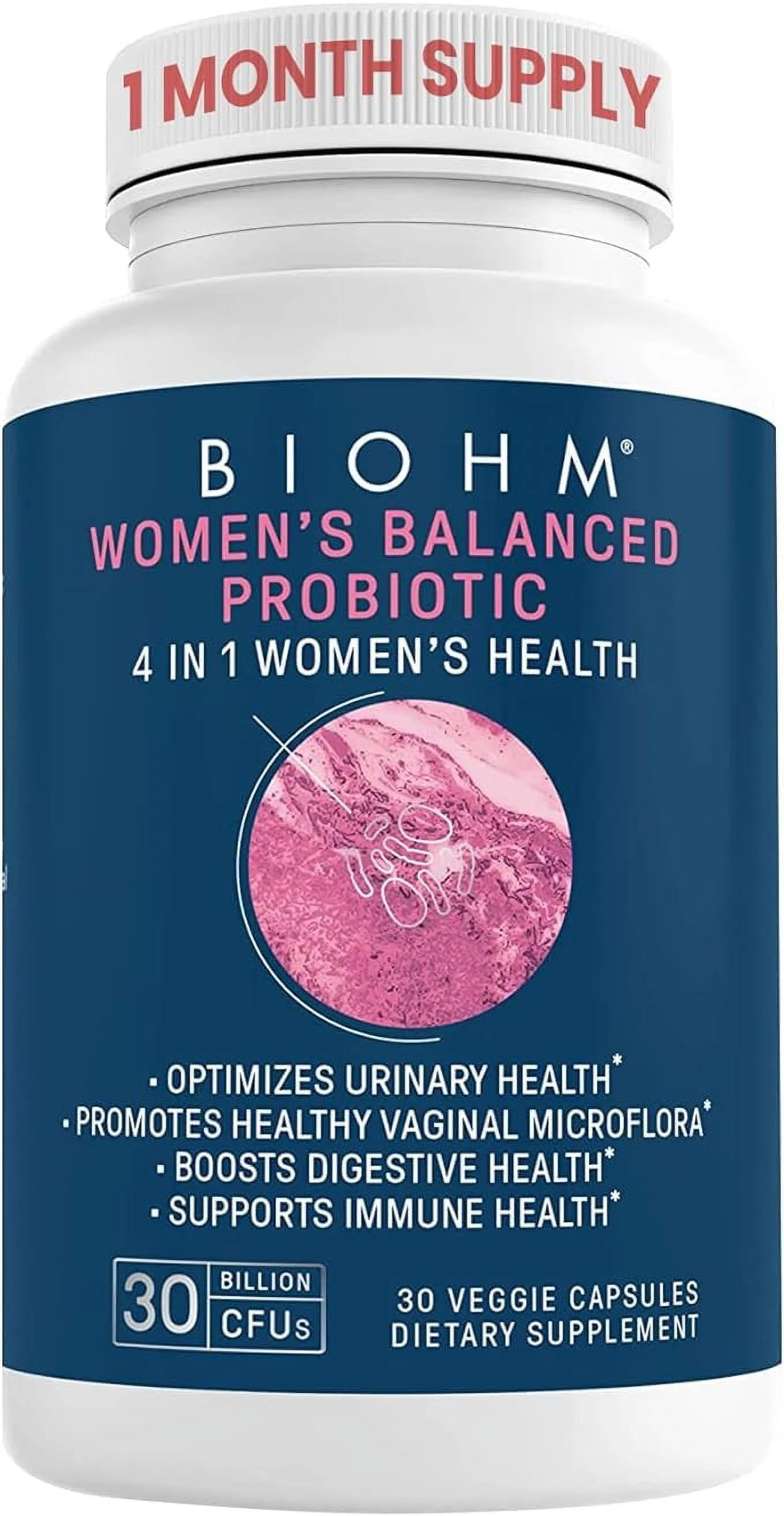 Biohm Womens Balanced Probiotic Capsules For Vaginal Health, 30 Ea..