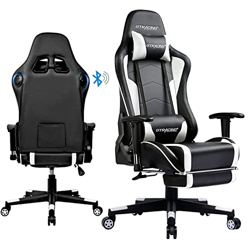 GTRACING Gaming Chair with Footrest Speakers Video Game Chair Bluetooth Music Heavy Duty Ergonomic Computer Office Desk Chair