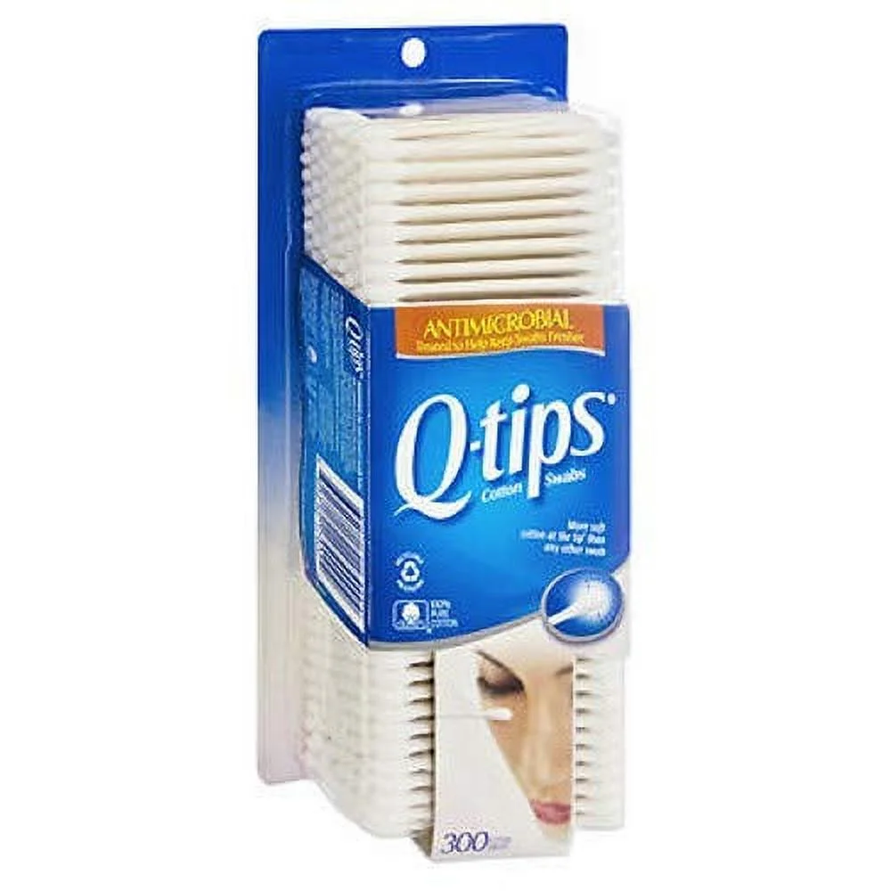 Q-tips Antimicrobial Cotton Swabs 300 Each (Pack of 2)