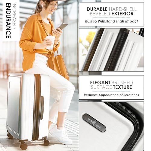 22 Inch Carry On Luggage 22x14x9 Airline Approved, Carry On Suitcase with Wheels, Hard-shell Carry-on Luggage, Durable Luggage Carry-On, Black Small Suitcase with Cosmetic Case