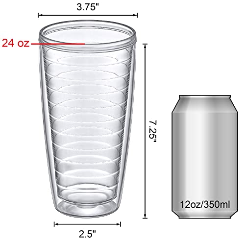 Amazing Abby - Alaska - 24-Ounce Insulated Plastic Tumblers (Set of 4), Double-Wall Plastic Drinking Glasses, All-Clear Reusable Plastic Cups, BPA-Free, Shatter-Proof, Dishwasher-Safe