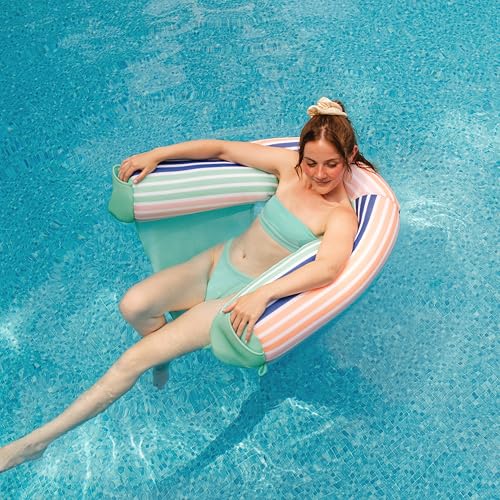 Big Joe Noodle Sling, No Inflation Needed, Pool Float with Armrests, Quick Draining Fabric, Cup Holder