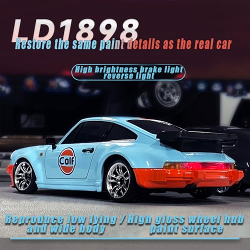 LD1899 1/18 RC Drift Car GTR R34 2.4GHz RWD with Gyroscope on-Road Alloy Body Shell Racing Cars Radio Control (Blue)
