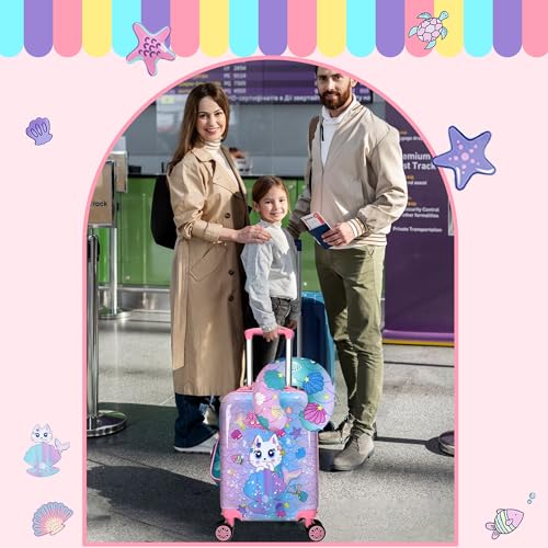 Kid’s Luggage Set 2 Piece Suitcase Set 16’’ Hardside Luggage with Spinner Wheels Girls Boys Carry on Toddler Luggage Travel Rolling Luggage Carry on Luggage Airline Approved Football