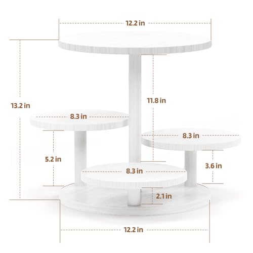 HURZMORO 4 Tier Round Cupcake Tower Stand for 50 Cupcakes,Wood Cake Stand with Tiered Tray Decor,Farmhouse Tiered Tray Decor,Cupcake Display for Birthday Graduation Baby Shower Tea Party
