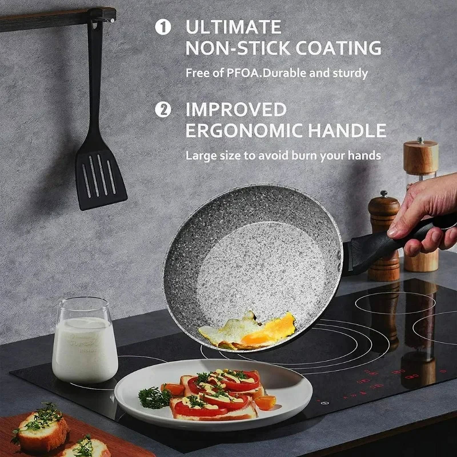 Frying Pan 10inch Nonstick Toxin Free Skillets Breakfast Pizza Steak Fried Egg Crepe Pot Gourmet Cook Cookware