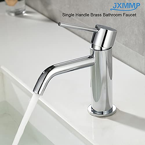 Brushed Gold Vessel Sink Faucet with Pop Up Drain and Supply Lines, Stainless Steel Gold Vanity Faucet Single Hole, JXMMP Single Handle Bathroom Faucet Gold, JXM1001BG