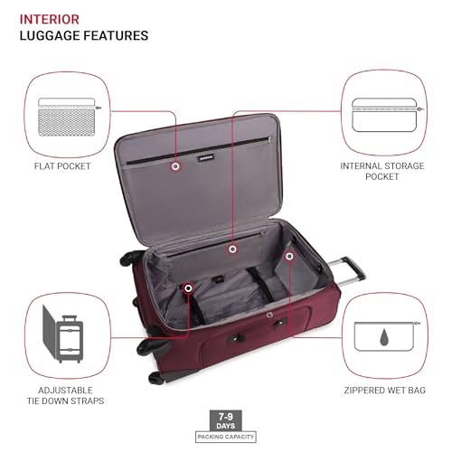 SwissGear Sion Softside Expandable Roller Luggage, Teal, 3 Piece Set (21/25/29)