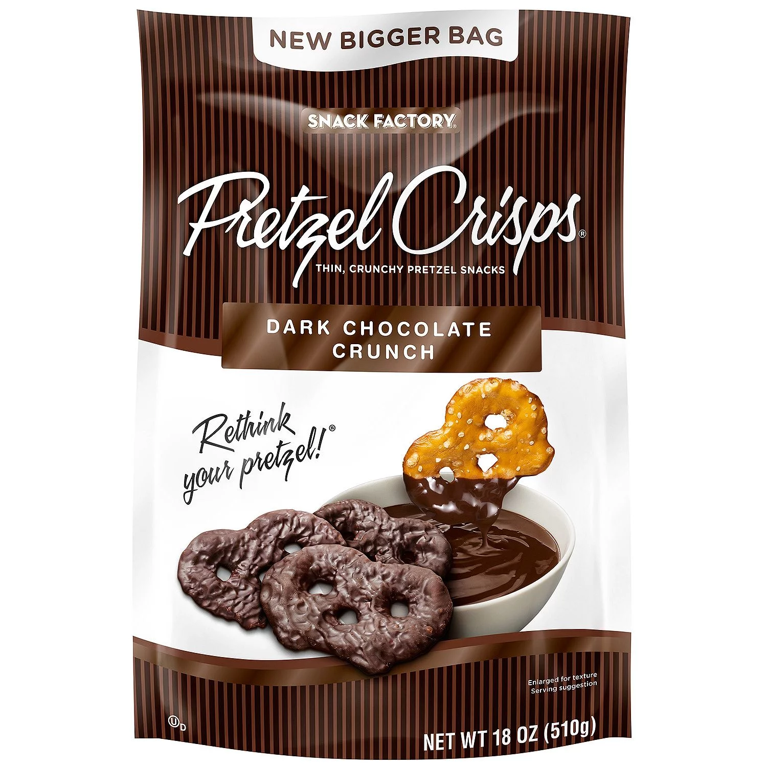 Snack Factory Pretzel Crisps Dark Chocolate Crunch, 36 Oz (2x18 oz Bags)