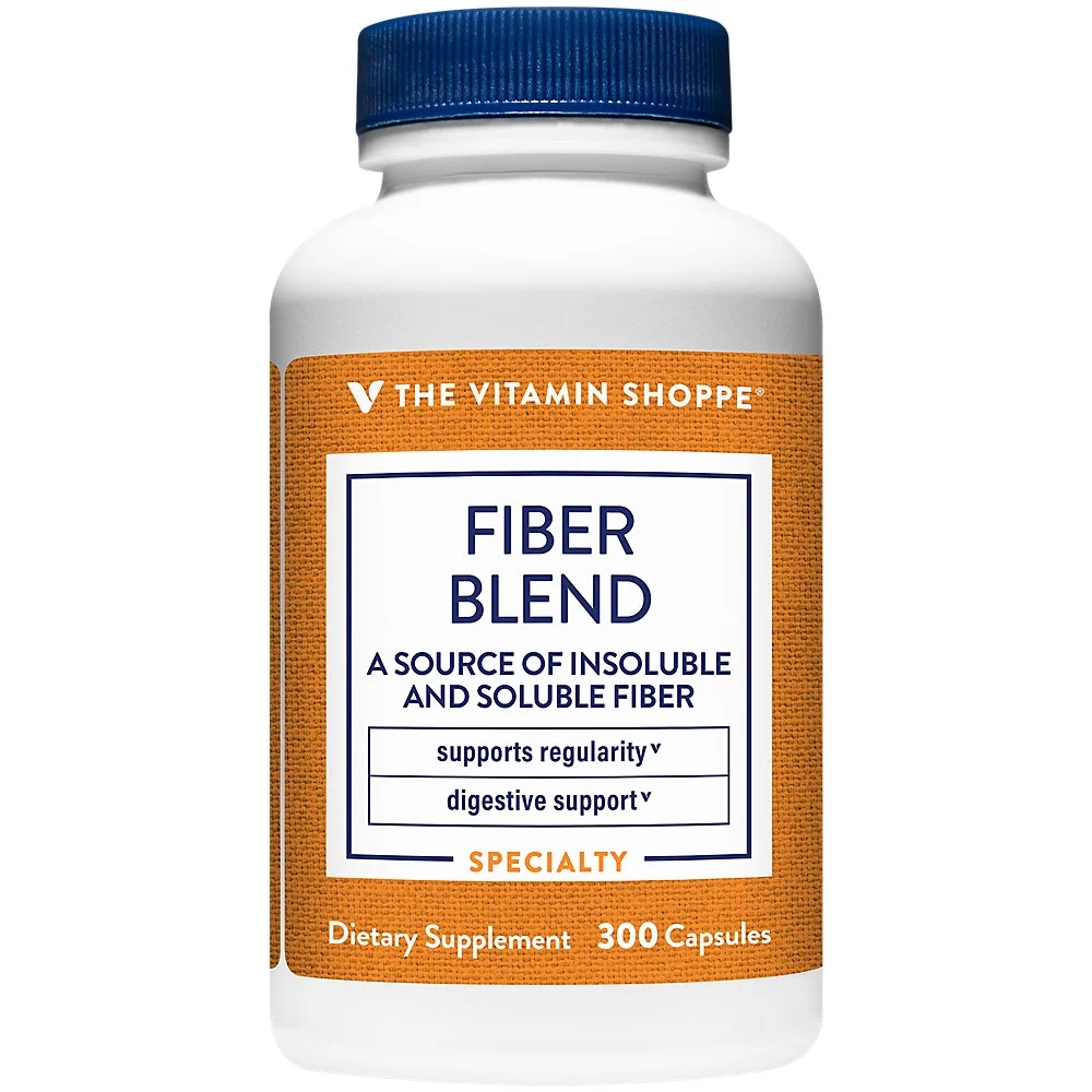 The Vitamin Shoppe Fiber Blend, A Natural Source of Insoluble and Soluble Fiber, Supports Digestive Health & Regularity (300 Capsules)