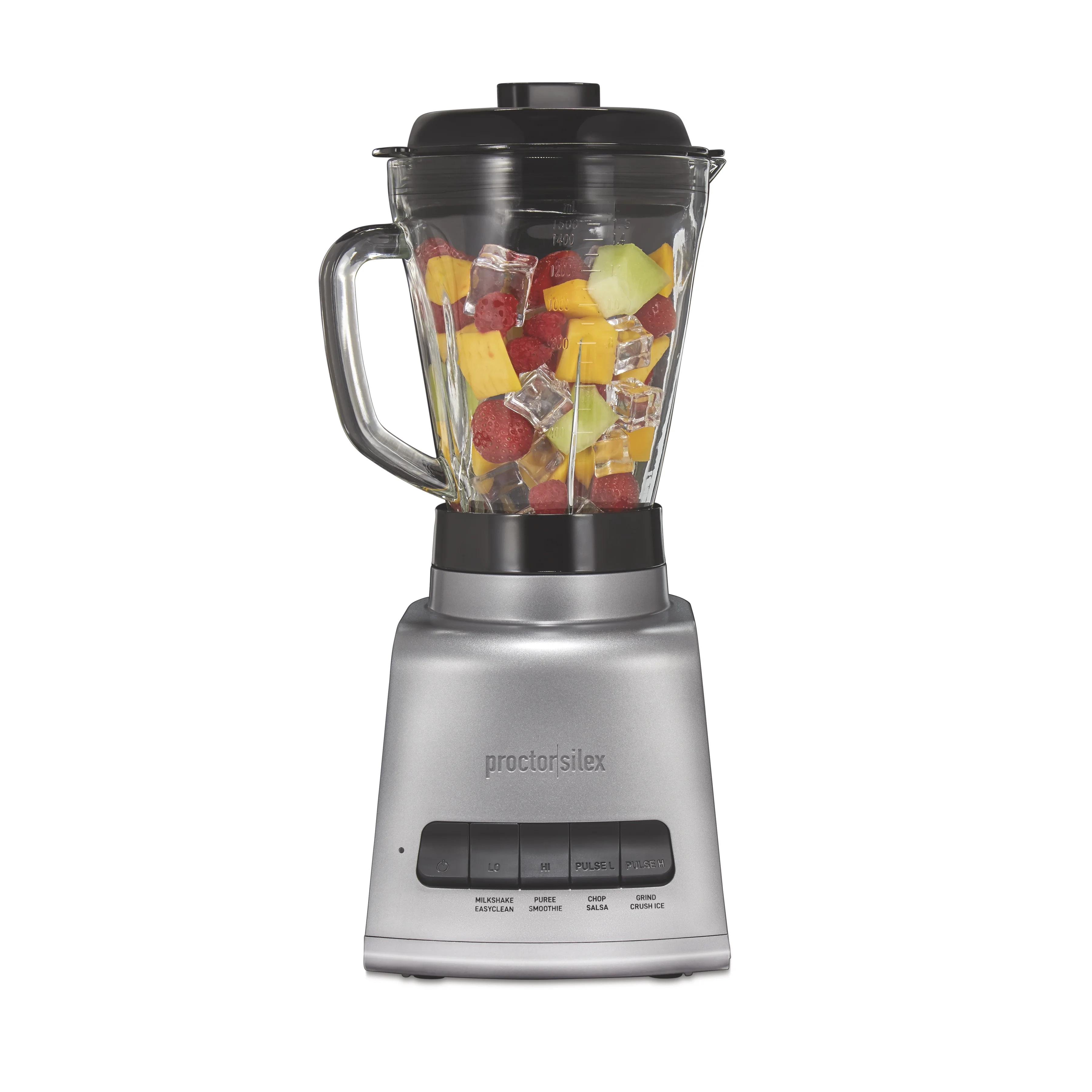 Proctor Silex 950 Watts Blender for Shakes and Smoothies, 52 oz BPA Free Multiblend Glass Jar, Black and Silver, 53560