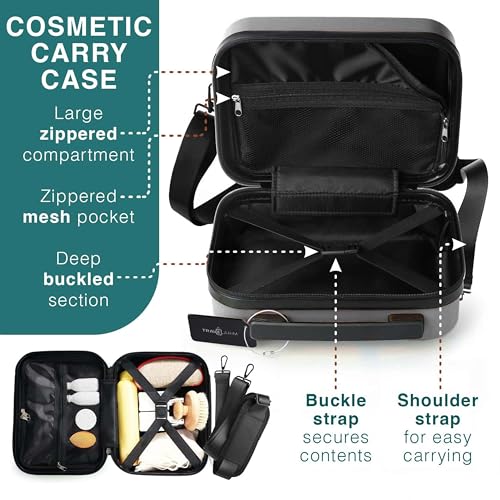 22 Inch Carry On Luggage 22x14x9 Airline Approved, Carry On Suitcase with Wheels, Hard-shell Carry-on Luggage, Durable Luggage Carry-On, Black Small Suitcase with Cosmetic Case