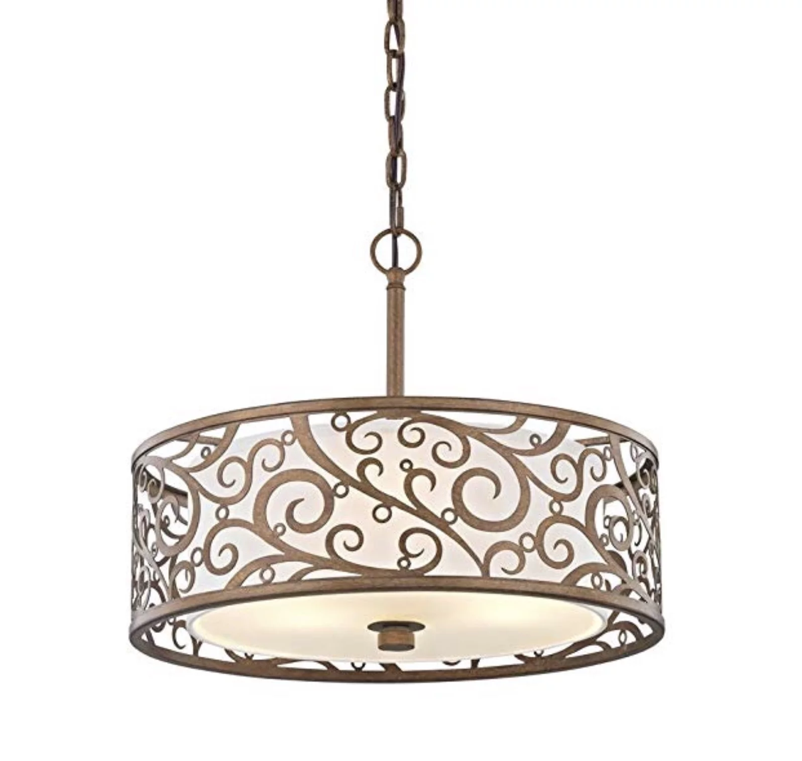 Home Decorators Collection Carousel 3-Light Burnished Gold Pendant Frosted Glass
