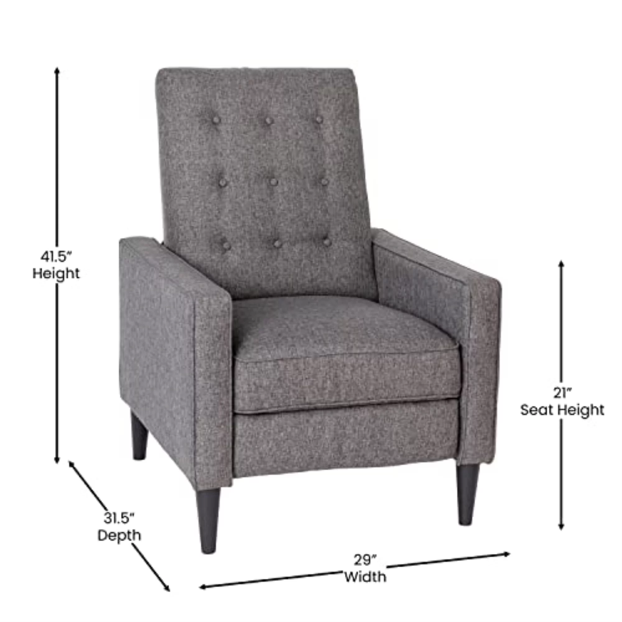 Flash Furniture Ezra Ezra Fabric Push Back Recliner, Gray