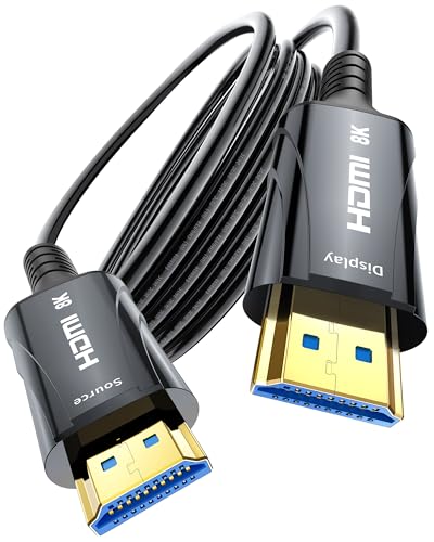 8K Fiber Optic HDMI Cable 20FT - HDMI 2.1 Cable 48Gbps,Ultra High Speed HDMI Cord,Supports 8K 60Hz,4K120Hz,HDR/eARC/HDCP 2.2&2.3,Compatiblefor Monitor,Projector,HDTV and DVD Player
