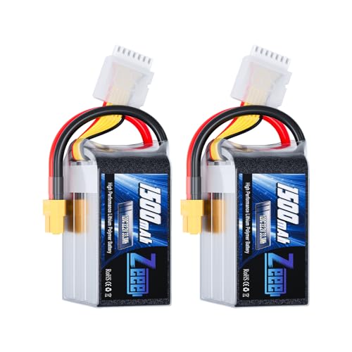 Zeee 6S 1500mAh Lipo Battery 22.2V 120C with XT60 Plug RC Graphene Battery for FPV Drone Quadcopter Helicopter Airplane RC Boat Car Racing Models(2 Pack)