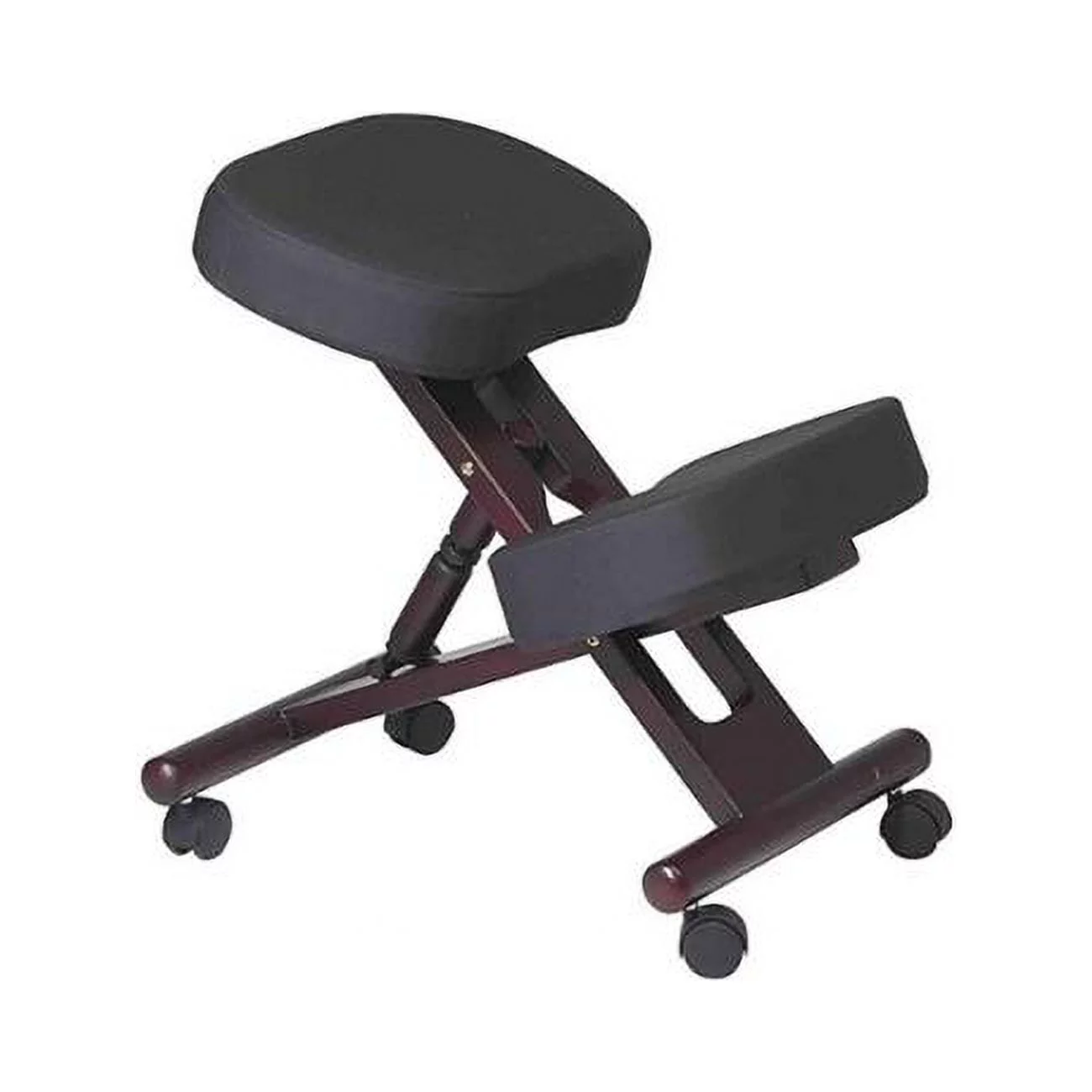 Posture Correcting Kneeling Chair with Memory Foam Wooden Frame - Black Seat & Mahogany Frame