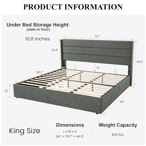 SHA CERLIN Queen Size Lift Up Storage Bed/Velvet Upholstered/Modern Wingback Headboard/Upholstered Platform Bed Frame/Hydraulic Storage/No Box Spring Needed/White