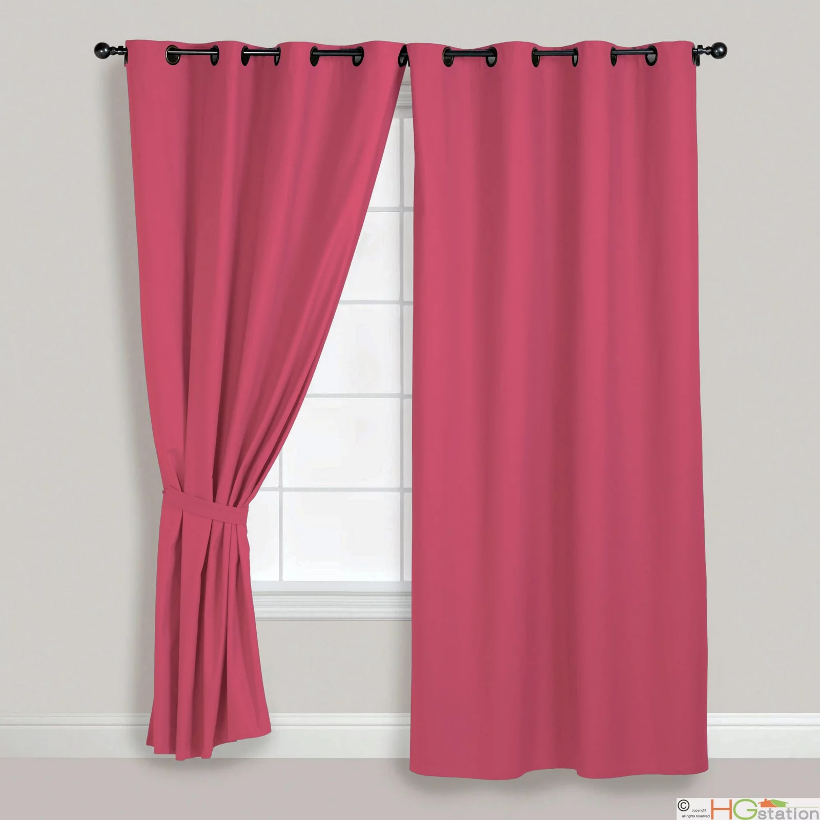 2x Panels/Pair Faux Suede Metal Grommet Curtain Drape Set Washable Hot Pink 54x84