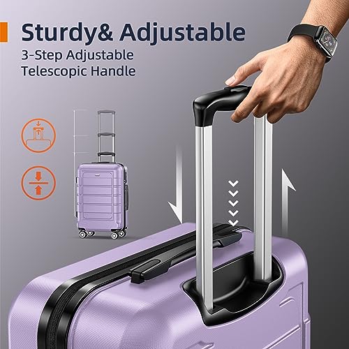 SHOWKOO Luggage Sets Expandable PC+ABS Durable Suitcase Double Wheels TSA Lock Black