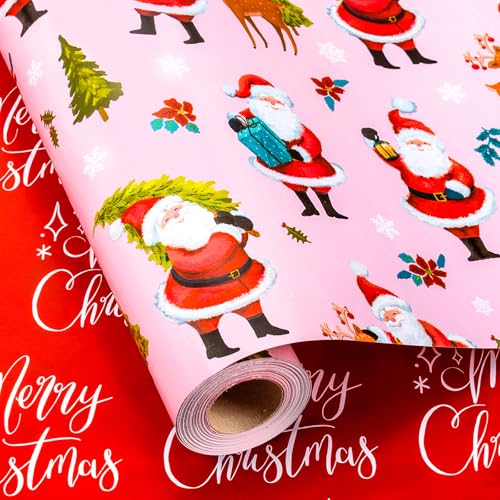 Retrify Kraft Wrapping Paper Roll with Cut Lines on Reverse, Watercolor Green Christmas Trees Gift Wrap Paper for Holiday, Party Celebration, Arts, Craft - 17 Inch x 32.8 Feet