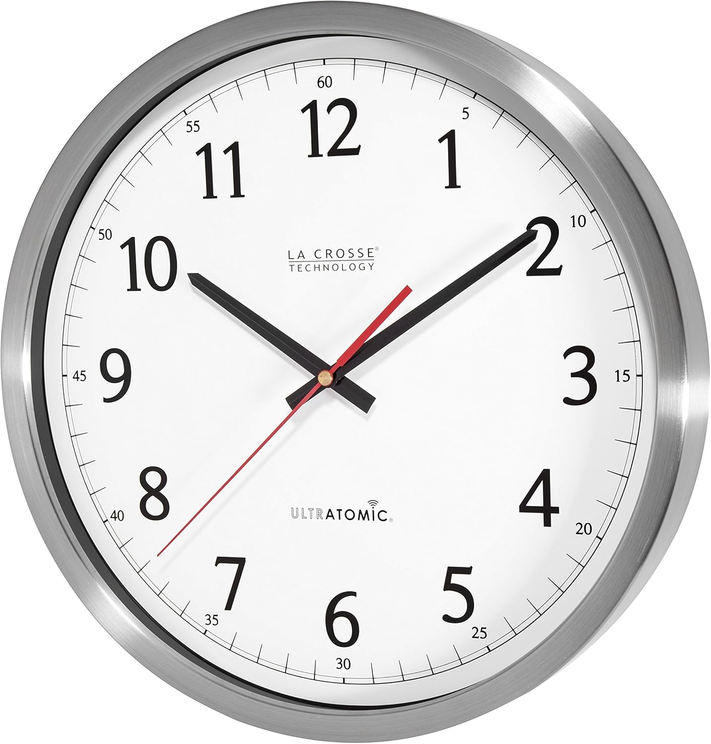 La Crosse Technology 404-1235UA-SS 14 Inch UltrAtomic Analog Stainless Steel Wall Clock