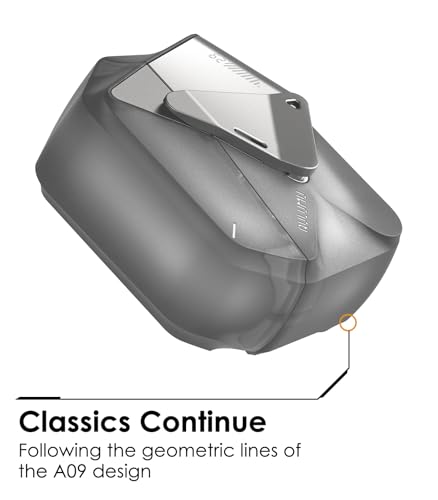 Aulumu A09 Geometric AirPods Pro 2 Case [2nd/1st Generation] with Lock | Protective Cover with Nylon Buckle | Alloy Armour | Compatible with Apple AirPods Pro(2023/2022/2019) - Gray