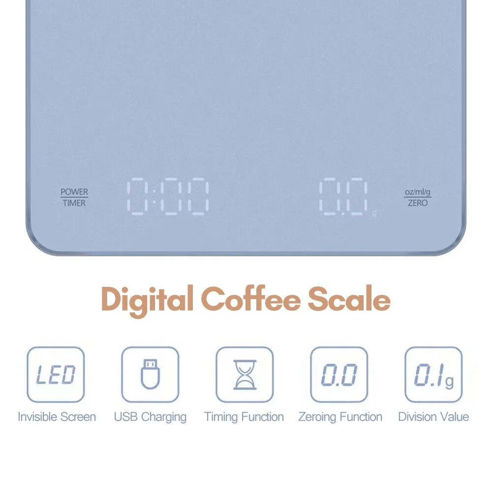Dazzduo Electronic Weigher,Coffee Scale Scale Built-in Battery Kitchen Scale Kitchen Scale Pour Pour Over Drip Scale Pour Over Precision Kitchen Scale Espresso Scale Built-in Scale LED Screen Scale
