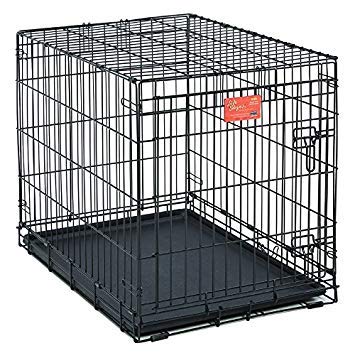 MidWest Homes for Pets Large LifeStages Single Door 42-Inch Folding Dog Crate, Enhanced Security, Includes Leak-Proof Pan, Divider Panel, Handle, Rubber Feet