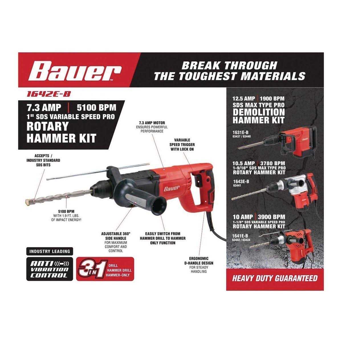 Bauer 7.3 Amp 1 in. SDS-Plus Type Variable-Speed Rotary Hammer - Shop Hardware Tools Online Store
