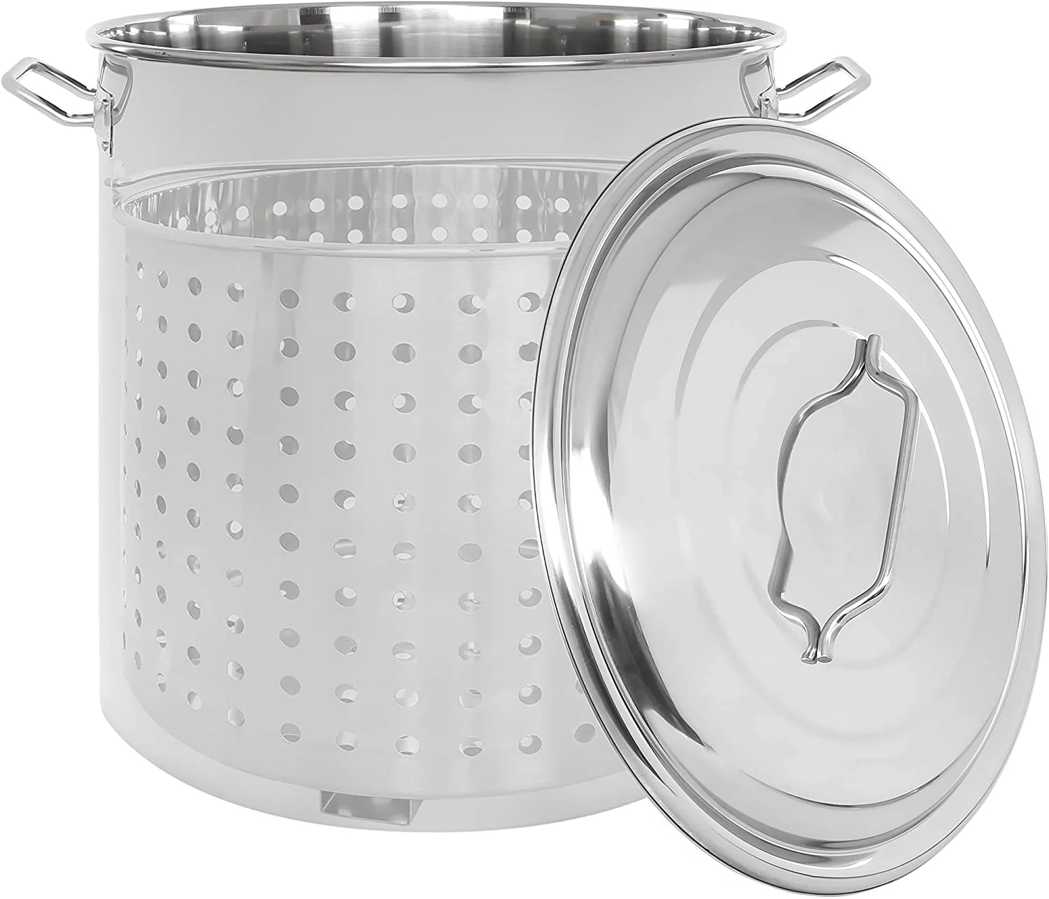 CONCORD Stainless Steel Stock Pot w/Steamer Basket. Cookware great for boiling and steaming (40 Quart)