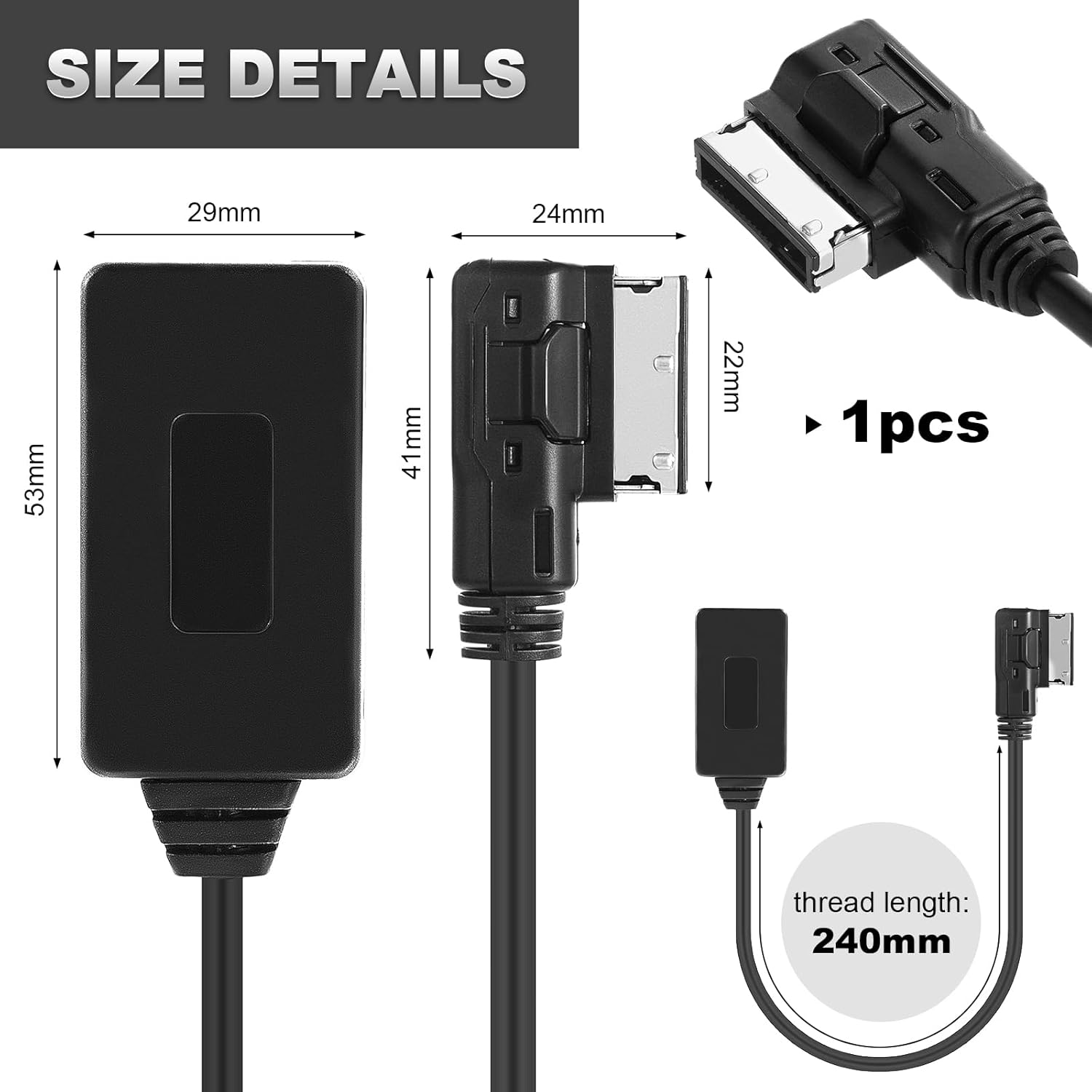 OCR Bluetooth 5.0 Audio Adapter, Wireless Bluetooth Music Adapter for AMI 3G Compatible for VW/Audi AMI Port Cable Music Play Connector Works with Apple iPhone iPod Android