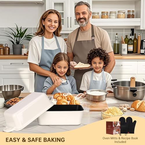 9x5 Enameled Cast Iron Loaf Pan with Lid - 2 in 1 Homemade Sourdough Bread Baking Pan