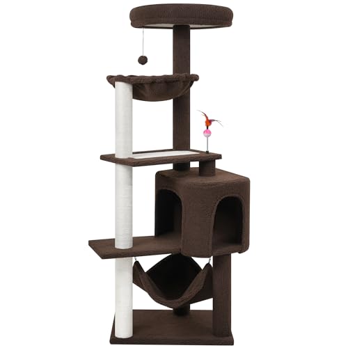 YUNIQUE Cat Tree with Cat Condo and Big Hammock, Grey