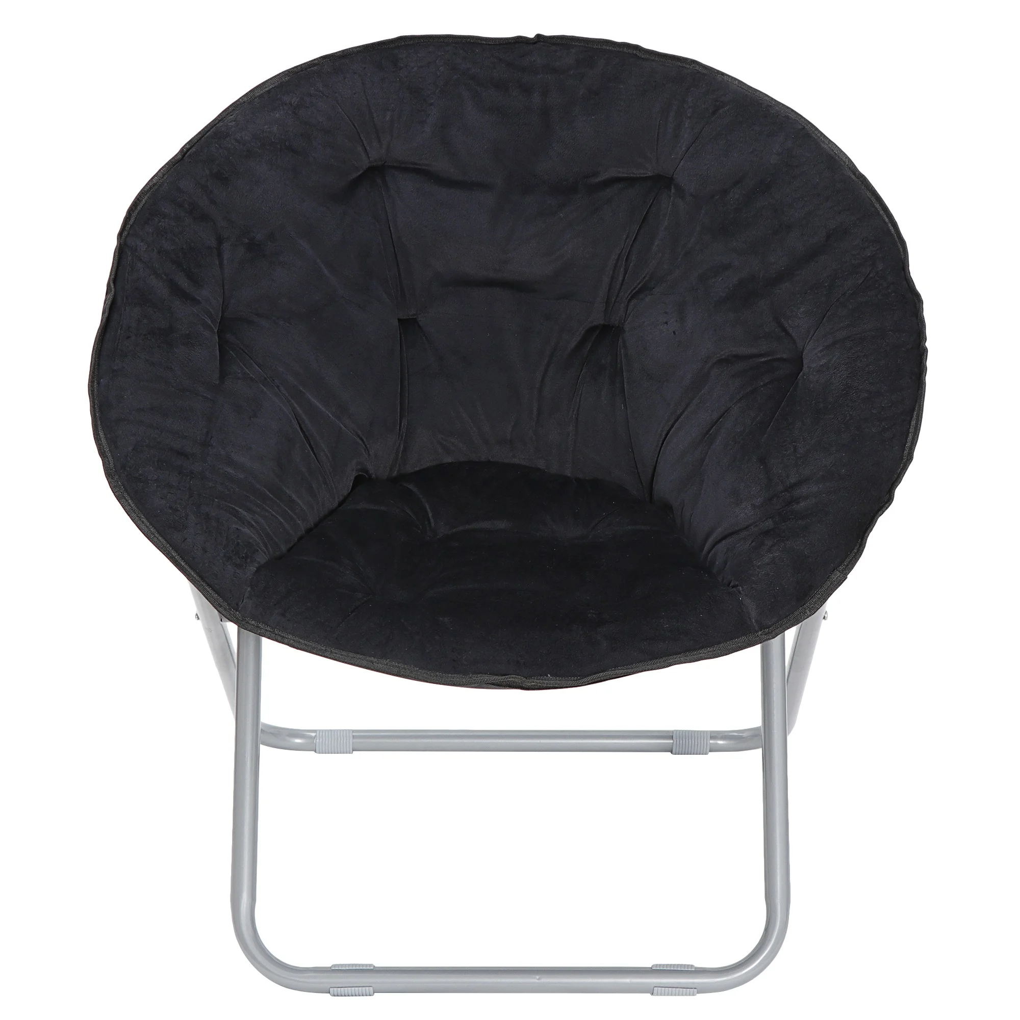 ZENSTYLE Metal Frame Moon Chair Seat Saucer Chair Soft Folding, Black